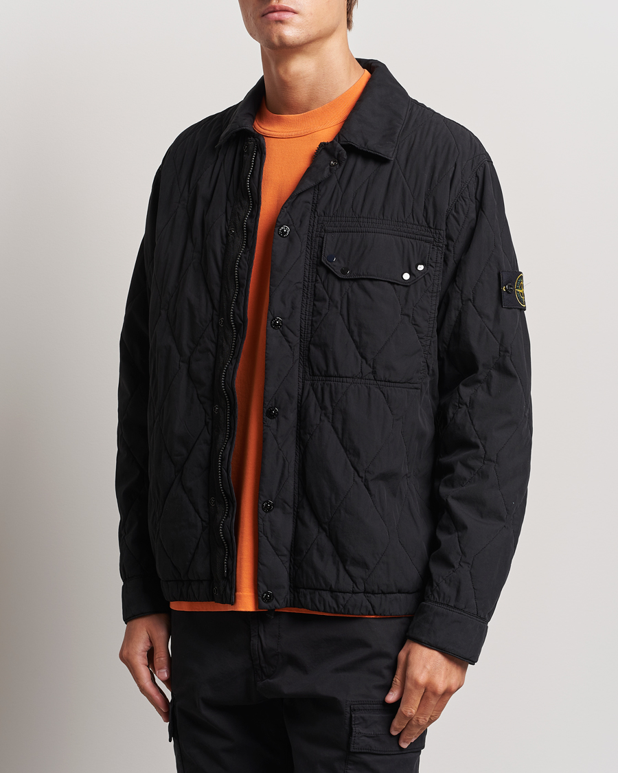 Uomini |  | Stone Island | 50 Fili Quilted-TC Garment Dyed Jacket Black