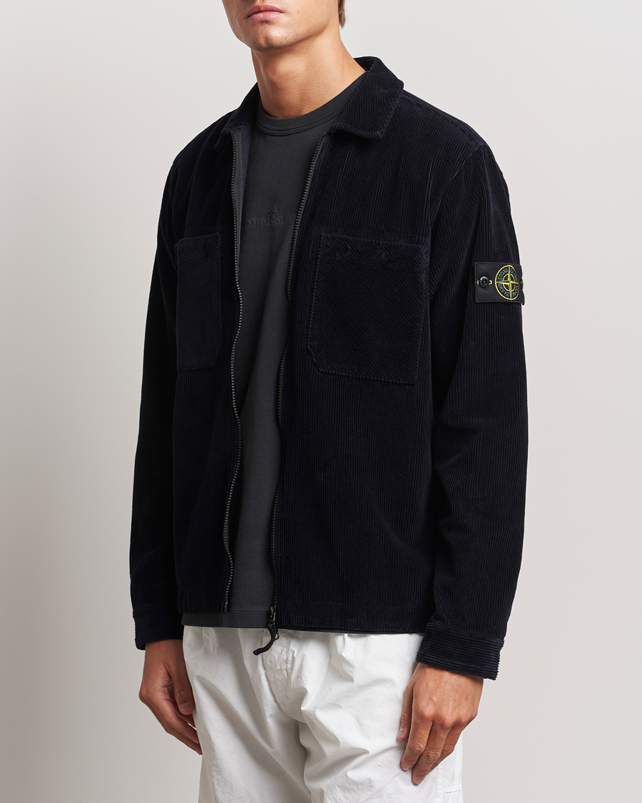 Uomini | Giacche primaverili | Stone Island | Garment Dyed Corduroy Overshirt Navy Blue