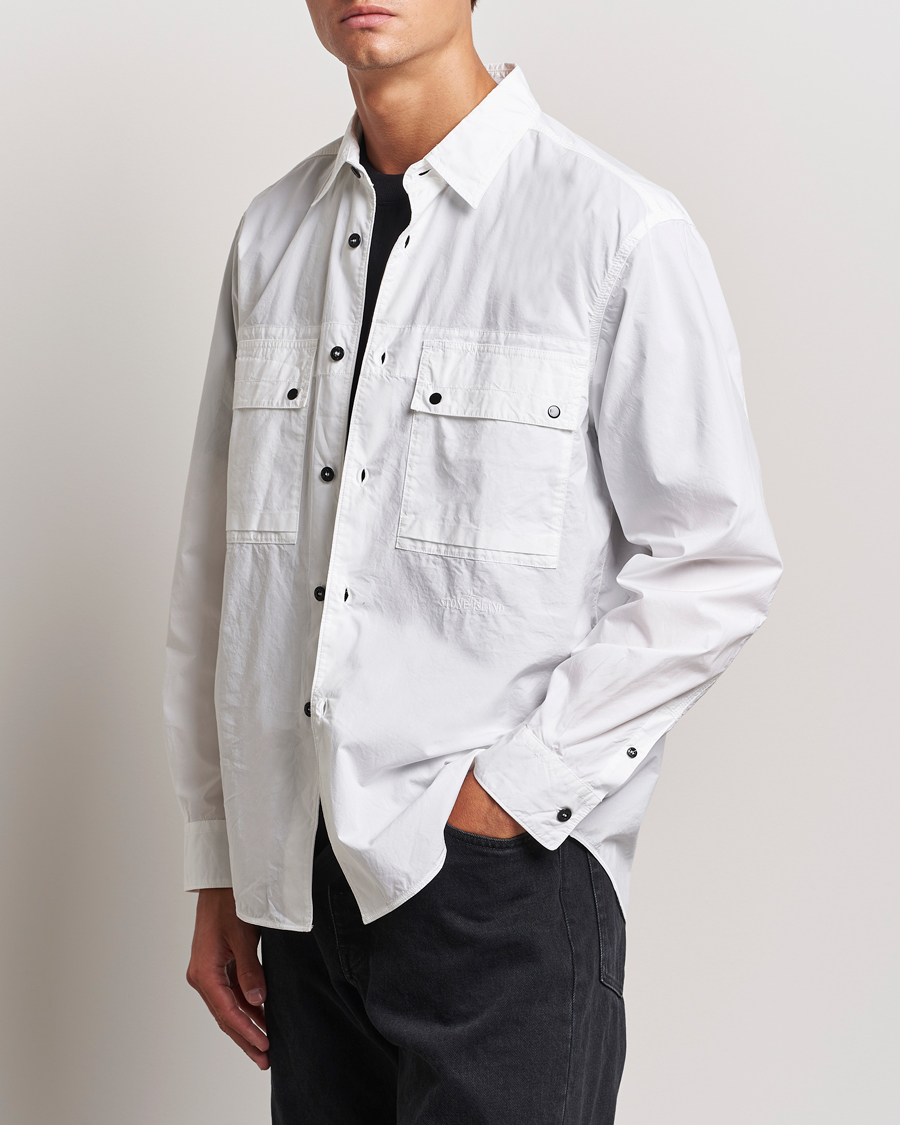 Uomini | Stone Island | Stone Island | Garment Dyed Cotton Canvas Overshirt White