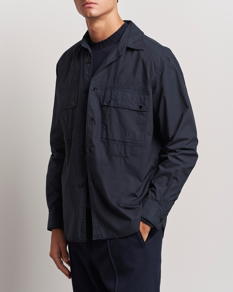 Uomini | Abbigliamento | Stone Island | Garment Dyed Cotton Canvas Overshirt Navy Blue