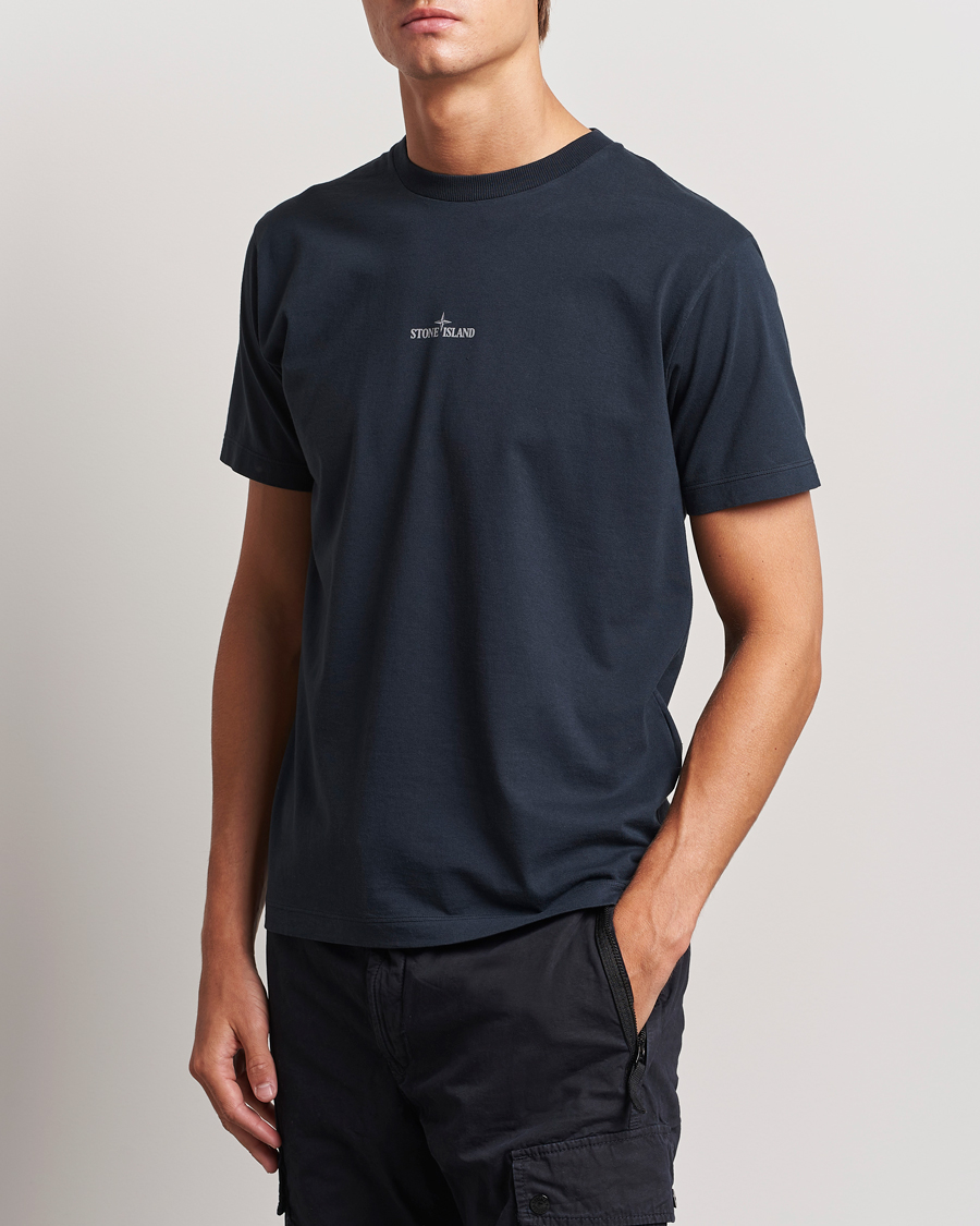 Uomini | Stone Island | Stone Island | Garment Dyed Jersey Logo T-Shirt Navy Blue