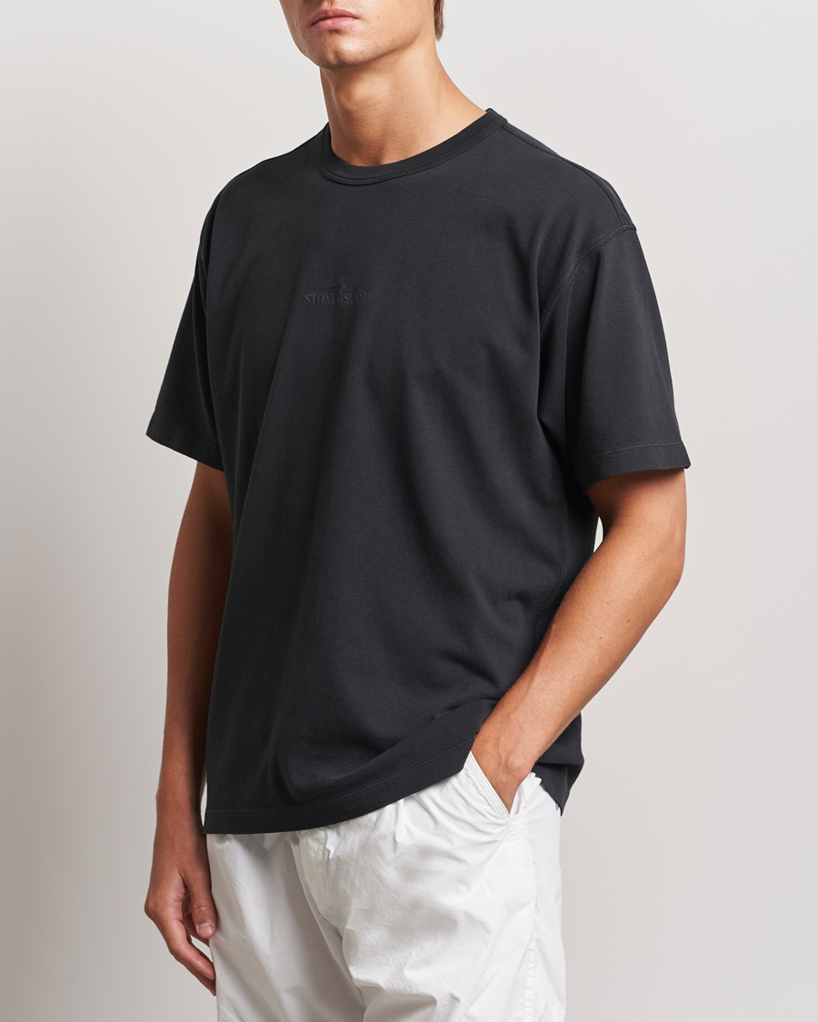 Uomini | Magliette nere | Stone Island | Old Dyed Cotton Logo T-Shirt Black