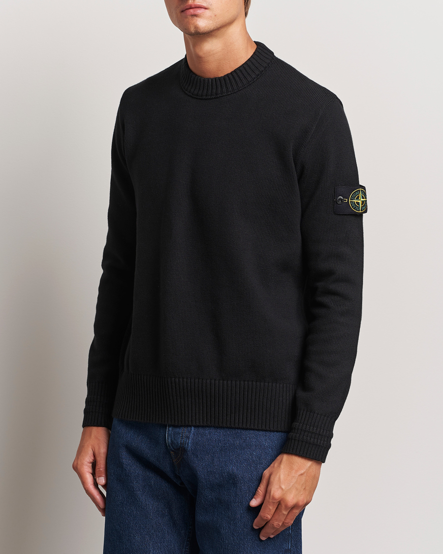 Uomini |  | Stone Island | Winter Cotton Knitted Crew Neck Black