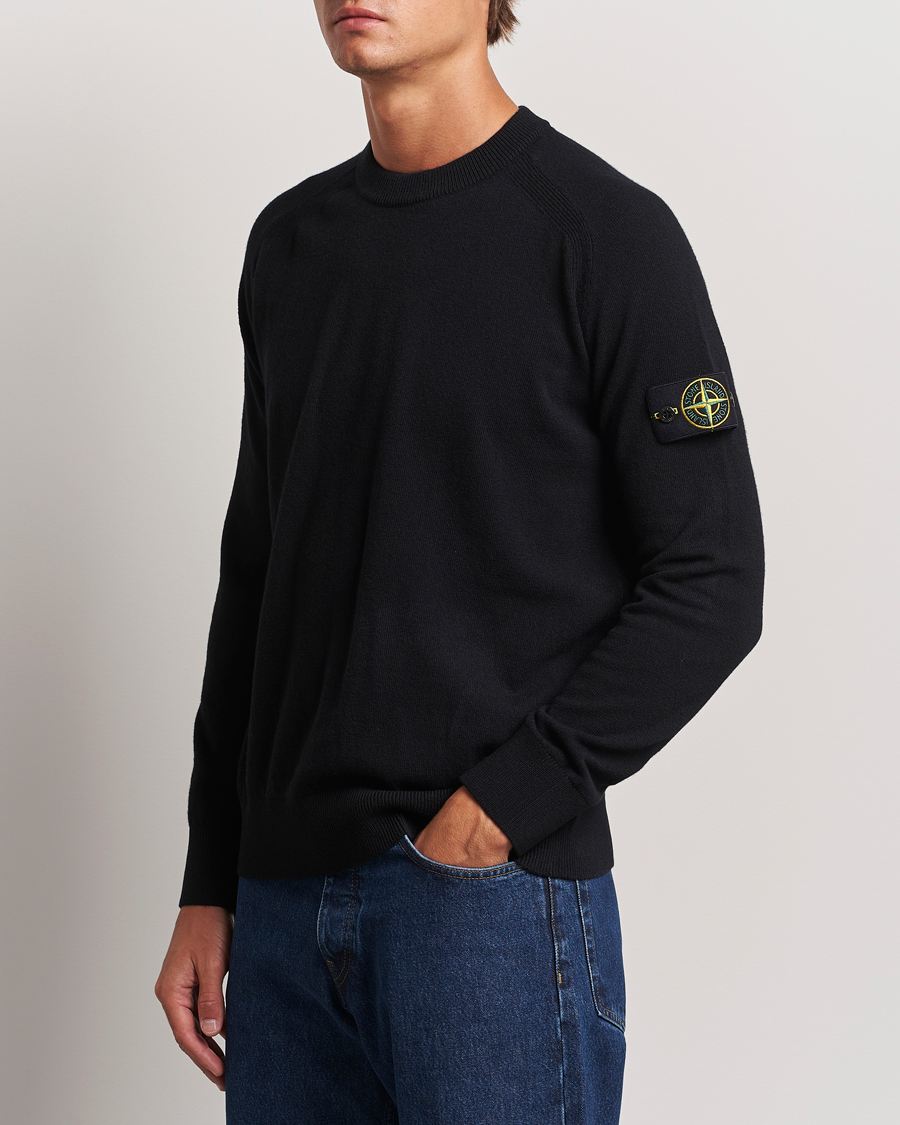 Uomini | Stone Island | Stone Island | Cardigan Knit Geelong Wool Crew Neck Black