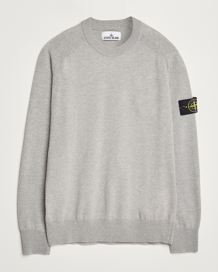 Uomini | Maglieria | Stone Island | Cardigan Knit Geelong Wool Crew Neck Melange Grey
