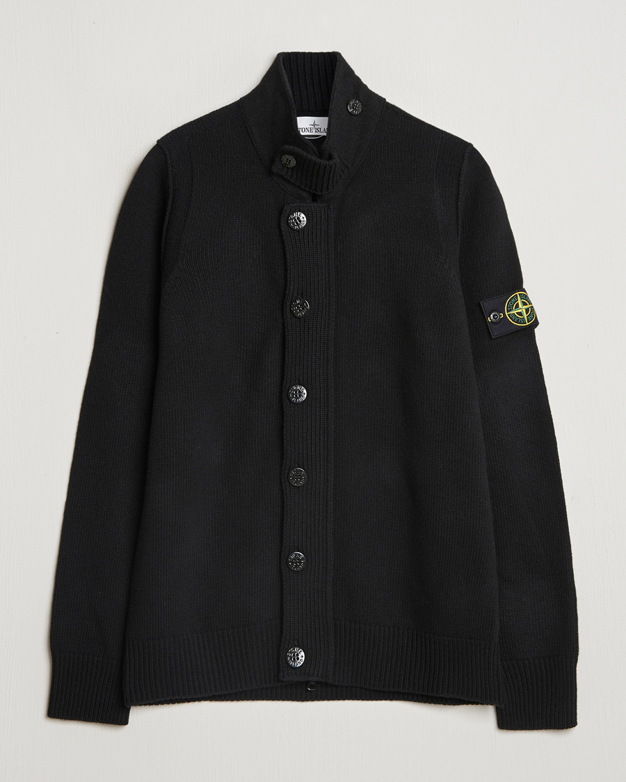 Uomini | Maglieria | Stone Island | Knitted Lambswool Zip Cardigan Black
