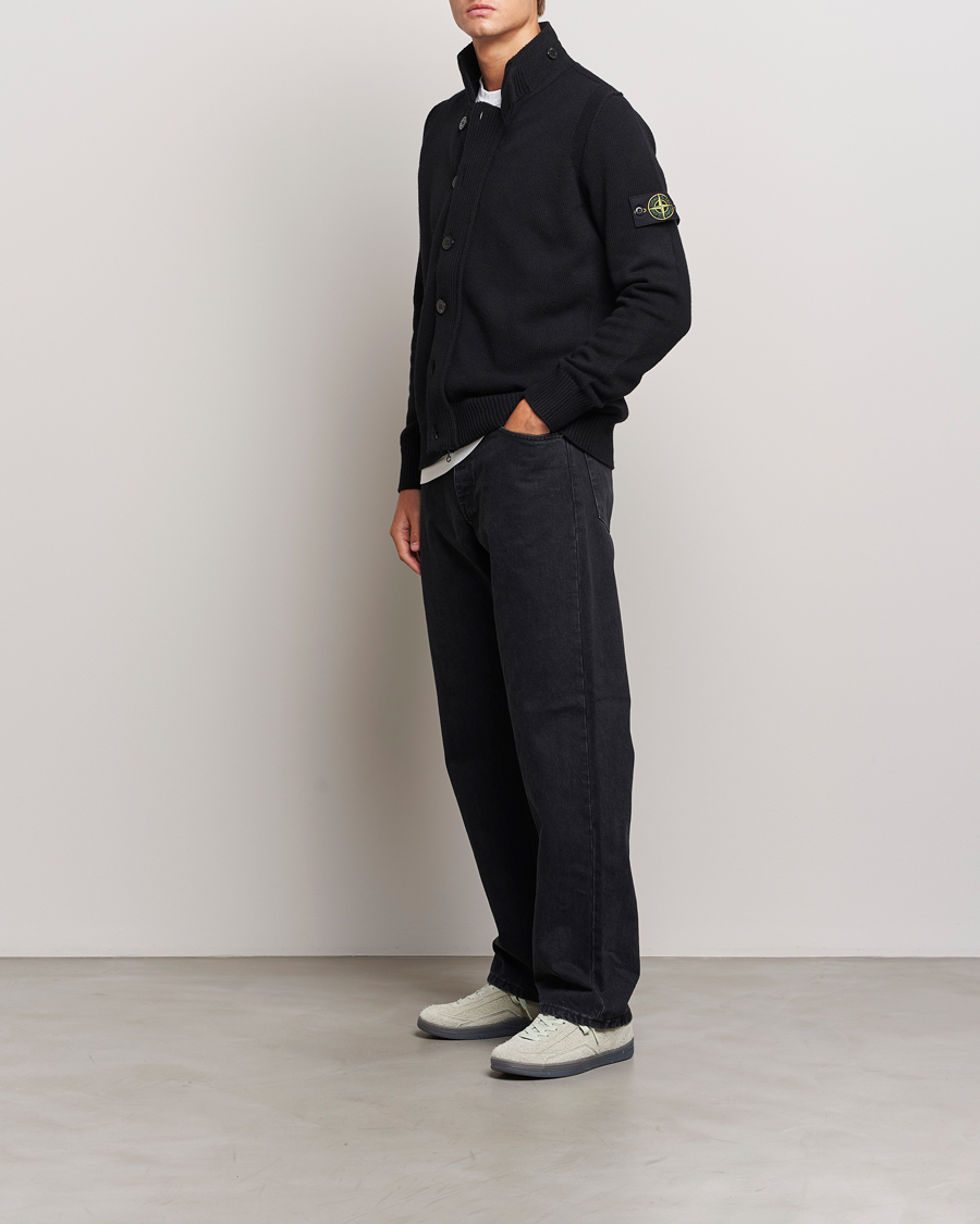 Uomini | Maglieria | Stone Island | Knitted Lambswool Zip Cardigan Black
