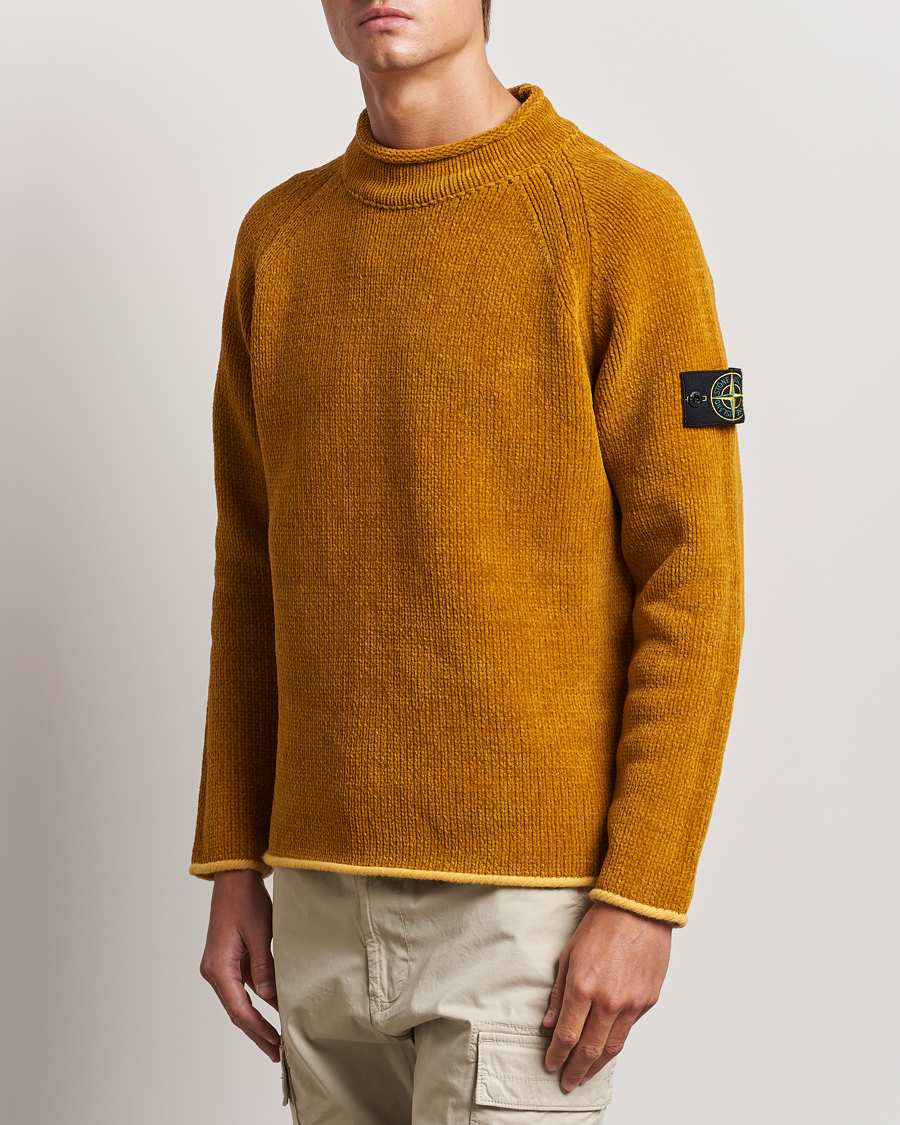 Uomini | Maglioni a maglia | Stone Island | Cotton Chenille Mock Neck Mustard