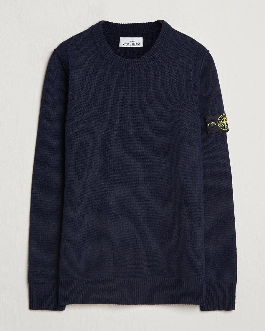 Uomini | Maglieria | Stone Island | Knitted Lambwool Sweater Navy Blue