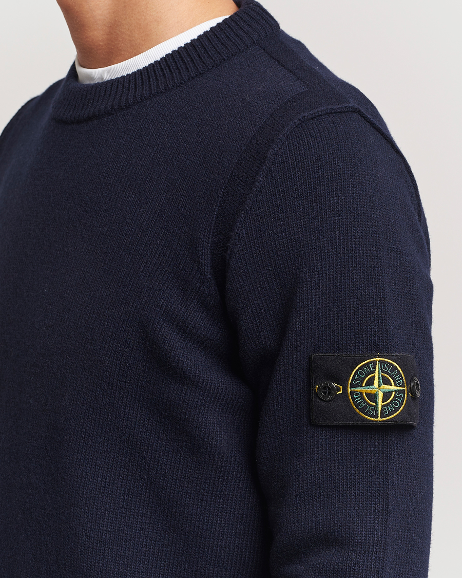 Uomini | Maglieria | Stone Island | Knitted Lambwool Sweater Navy Blue
