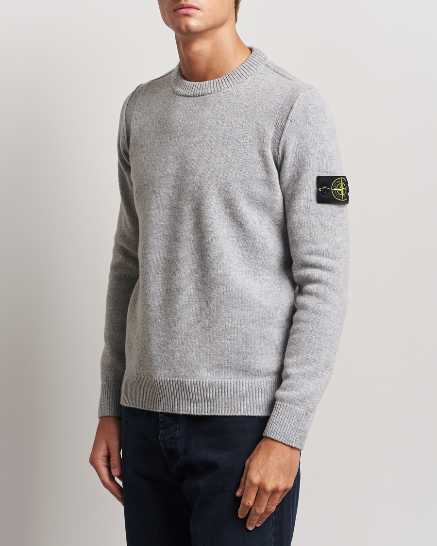 Uomini | Maglioni a maglia | Stone Island | Knitted Lambwool Sweater Melange Grey