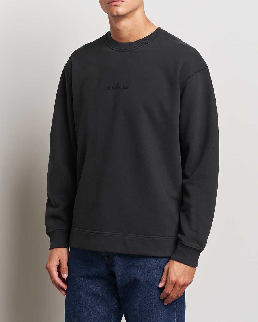 Uomini |  | Stone Island | Garment Dyed Fleece Logo Sweatshirt Black