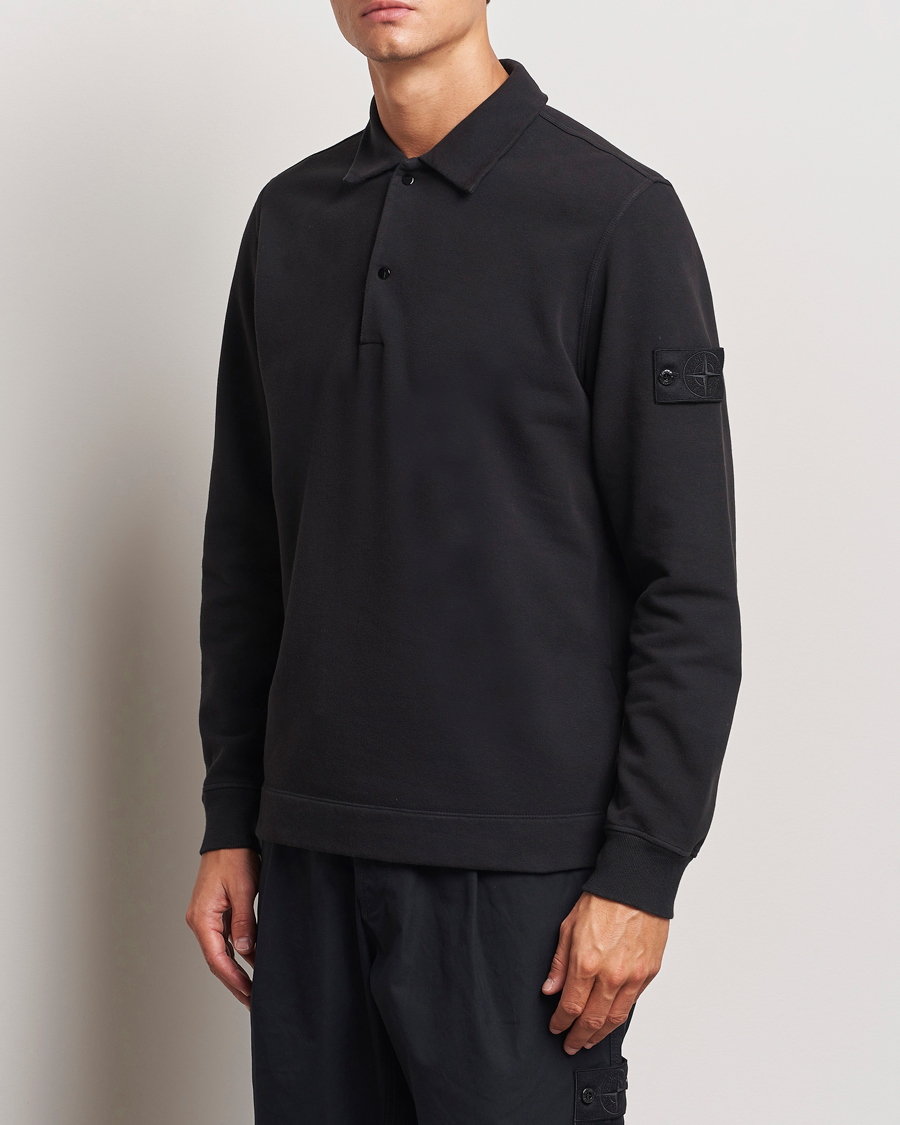 Uomini | Felpe | Stone Island | Ghost Organic Cotton Fleece Polo Sweatshirt Black