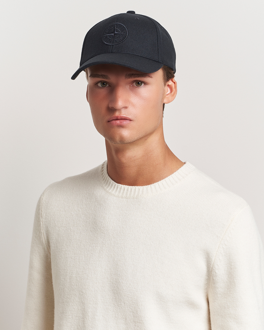 Uomini | Accessori | Stone Island | Wool Nylon Flannel Cap Navy Blue