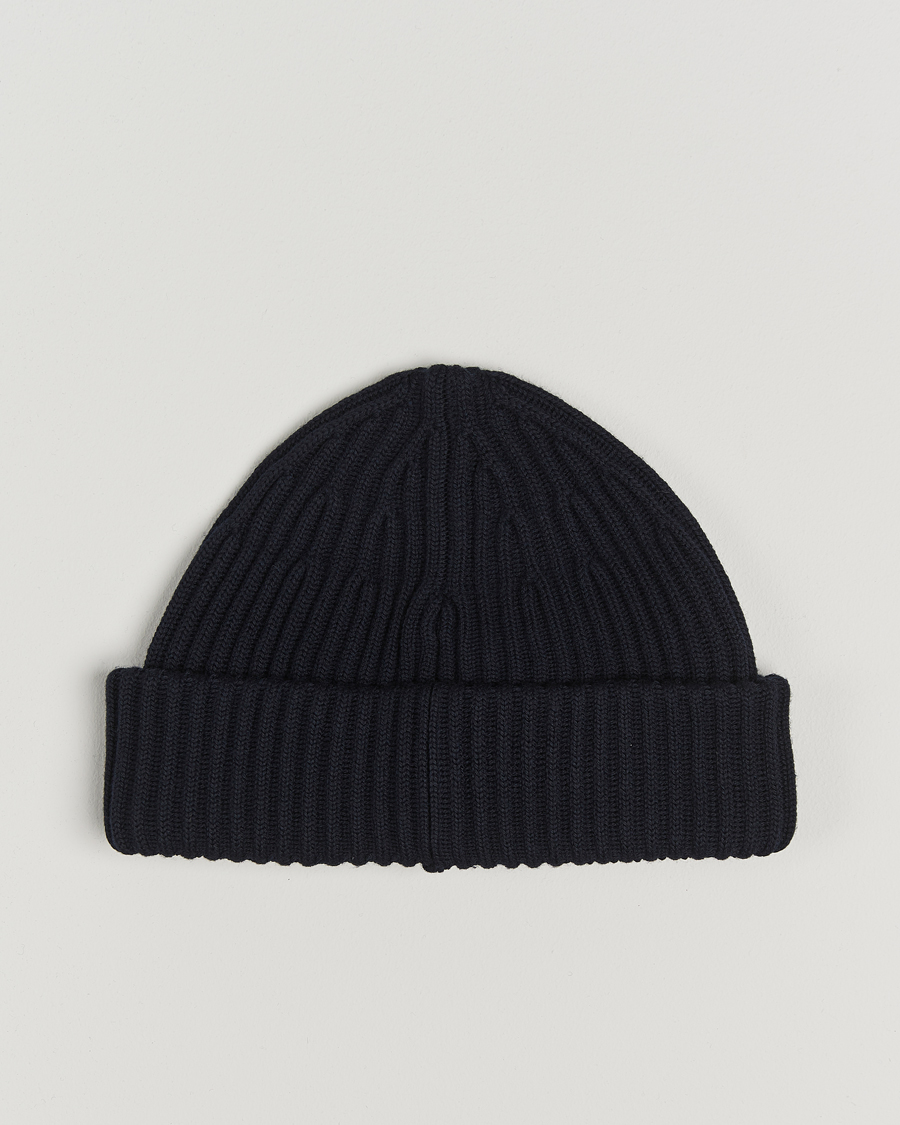 Uomini | Stone Island Full Rib Wool Beanie Navy Blue | Stone Island | Full Rib Wool Beanie Navy Blue