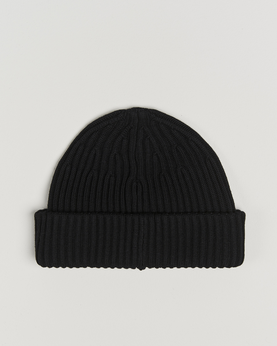Uomini | Stone Island Full Rib Wool Beanie Black | Stone Island | Full Rib Wool Beanie Black
