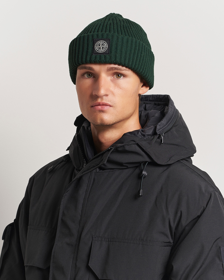 Uomini | Berretti | Stone Island | Full Rib Wool Beanie Musk