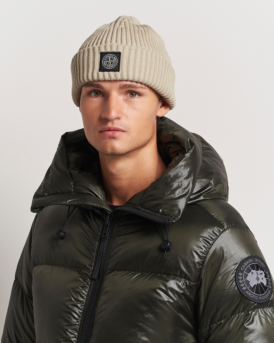 Uomini | Berretti | Stone Island | Full Rib Wool Beanie Plaster