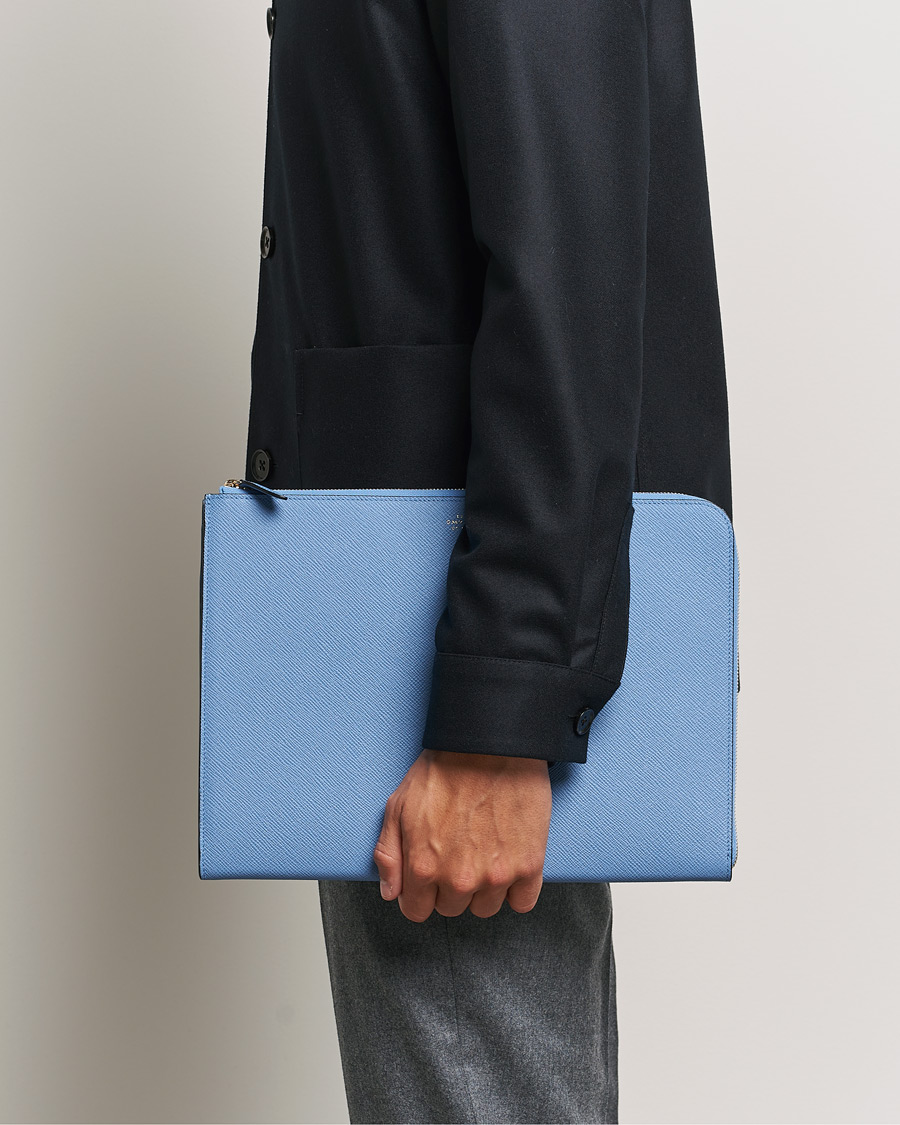 Uomini | Borse | Smythson | Panama Small Laptop Case Nile Blue