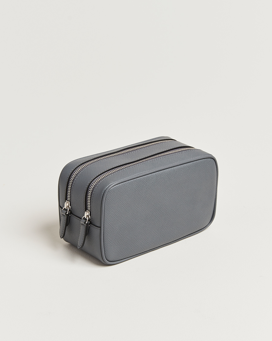 Uomini | Smythson | Smythson | Panama Double Zip Washbag Storm Grey