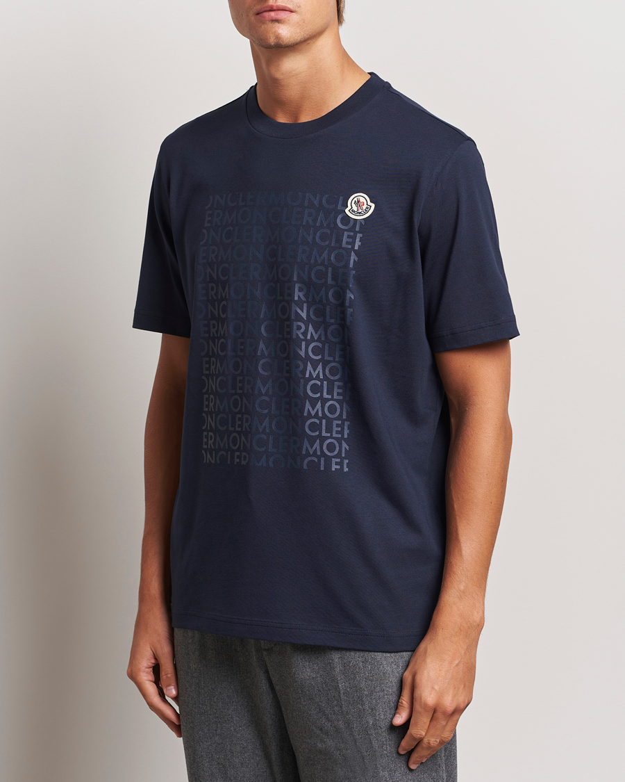 Uomini | T-shirt | Moncler | All Over Lettering T-Shirt Navy