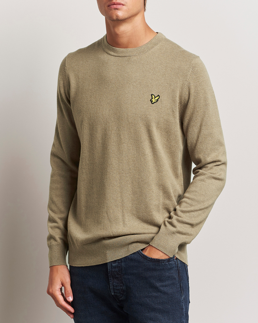 Uomini |  | Lyle & Scott | Cotton/Merino Crew Neck Jumper Sage Uniform