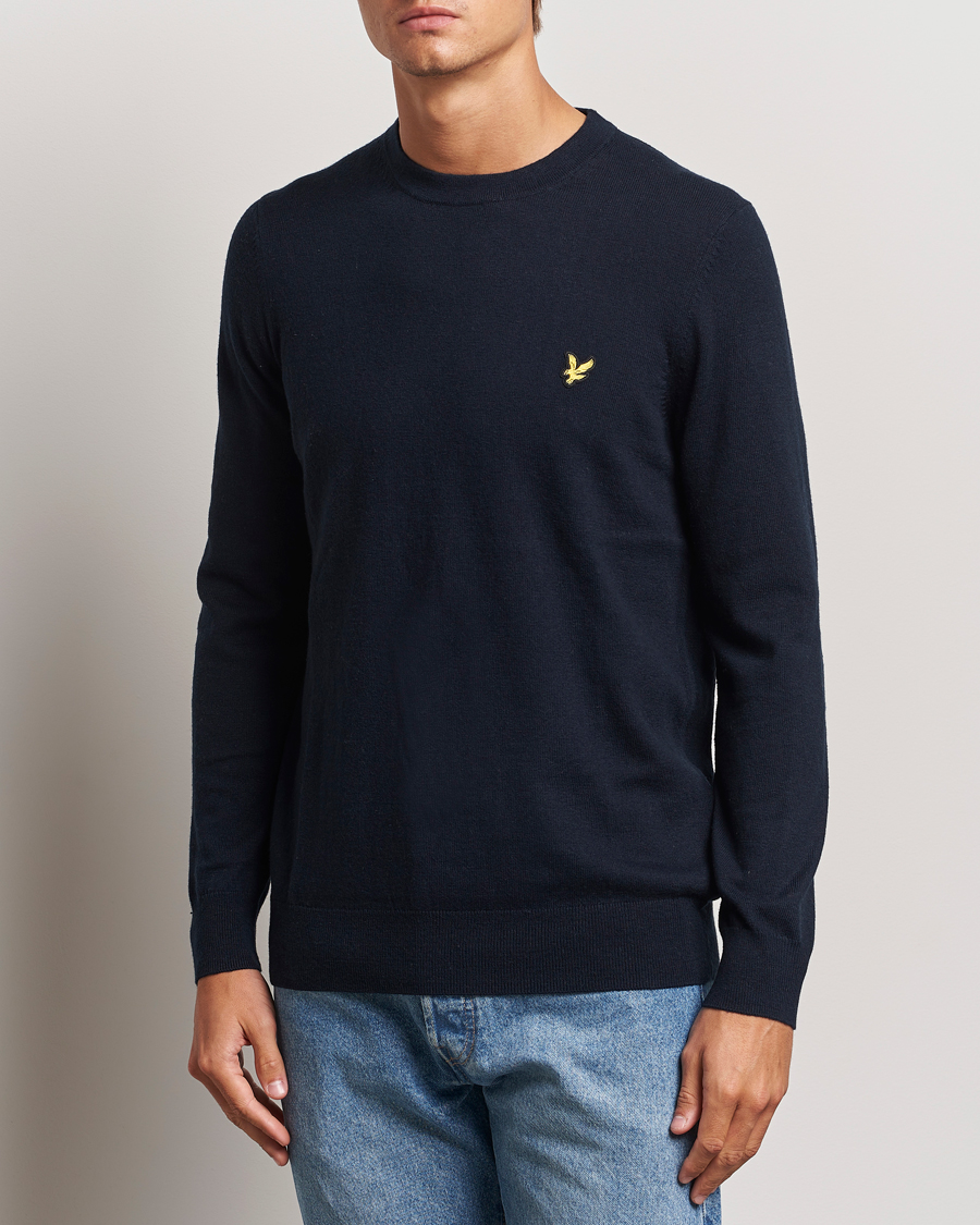 Uomini | Lyle & Scott | Lyle & Scott | Cotton/Merino Crew Neck Jumper Dark Navy