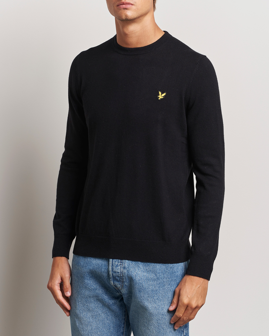 Uomini |  | Lyle & Scott | Cotton/Merino Crew Neck Jumper Jet Black