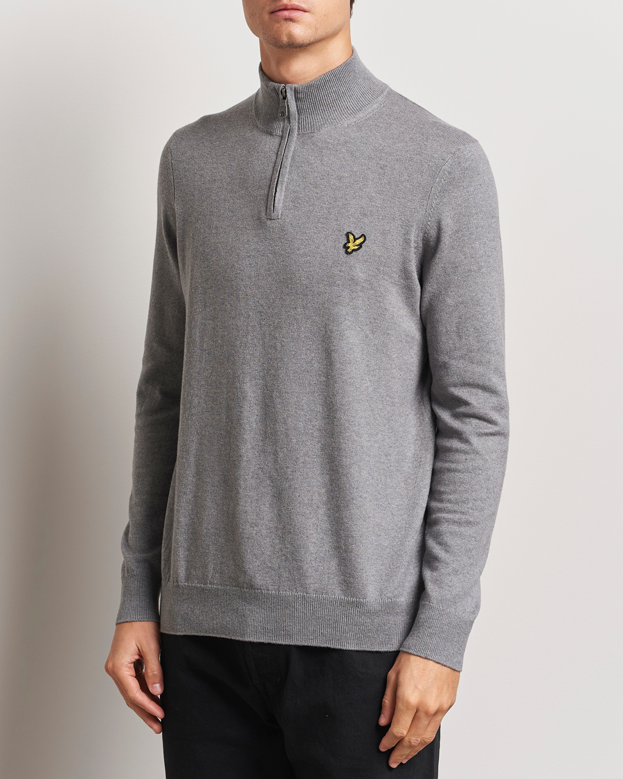 Uomini |  | Lyle & Scott | Cotton/Merino Half Zip Mid Grey Marl