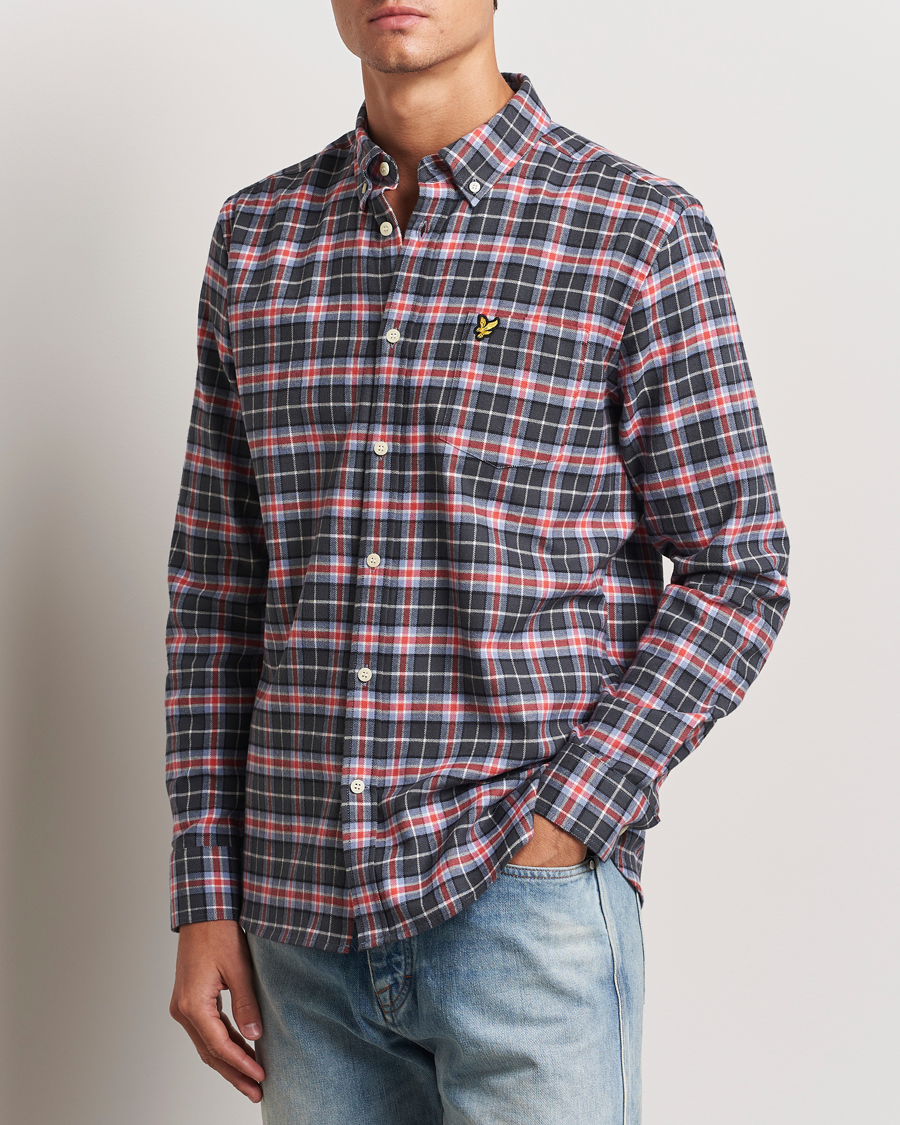 Uomini |  | Lyle & Scott | Checked Flannel Shirt Blue Smoke