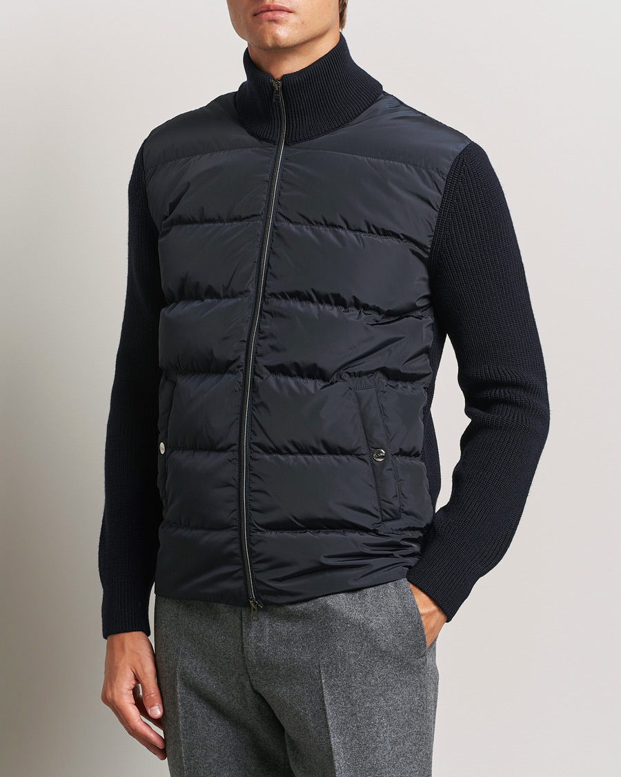 Uomini | Giacche formali | Herno | Knitted Hybrid Jacket Navy