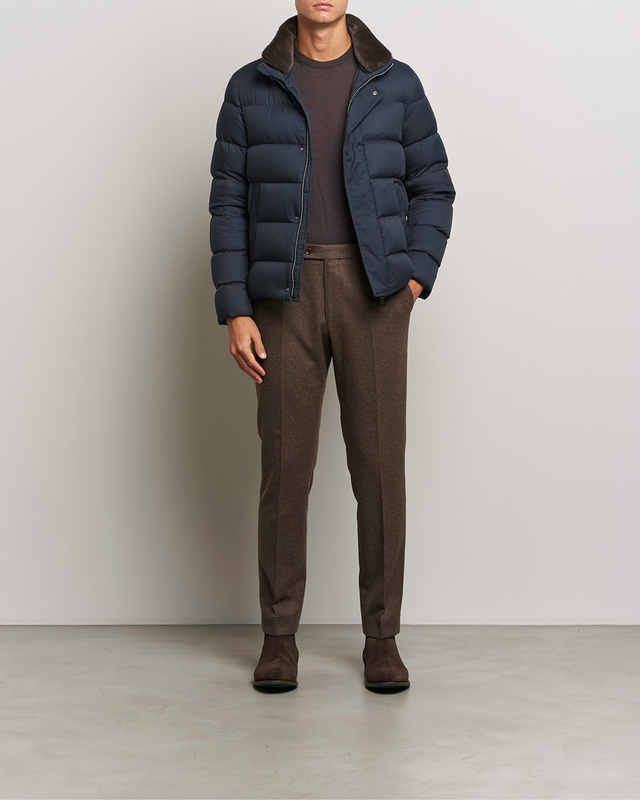 Uomini | Giacche | Herno | Faux Fur Down Jacket Navy