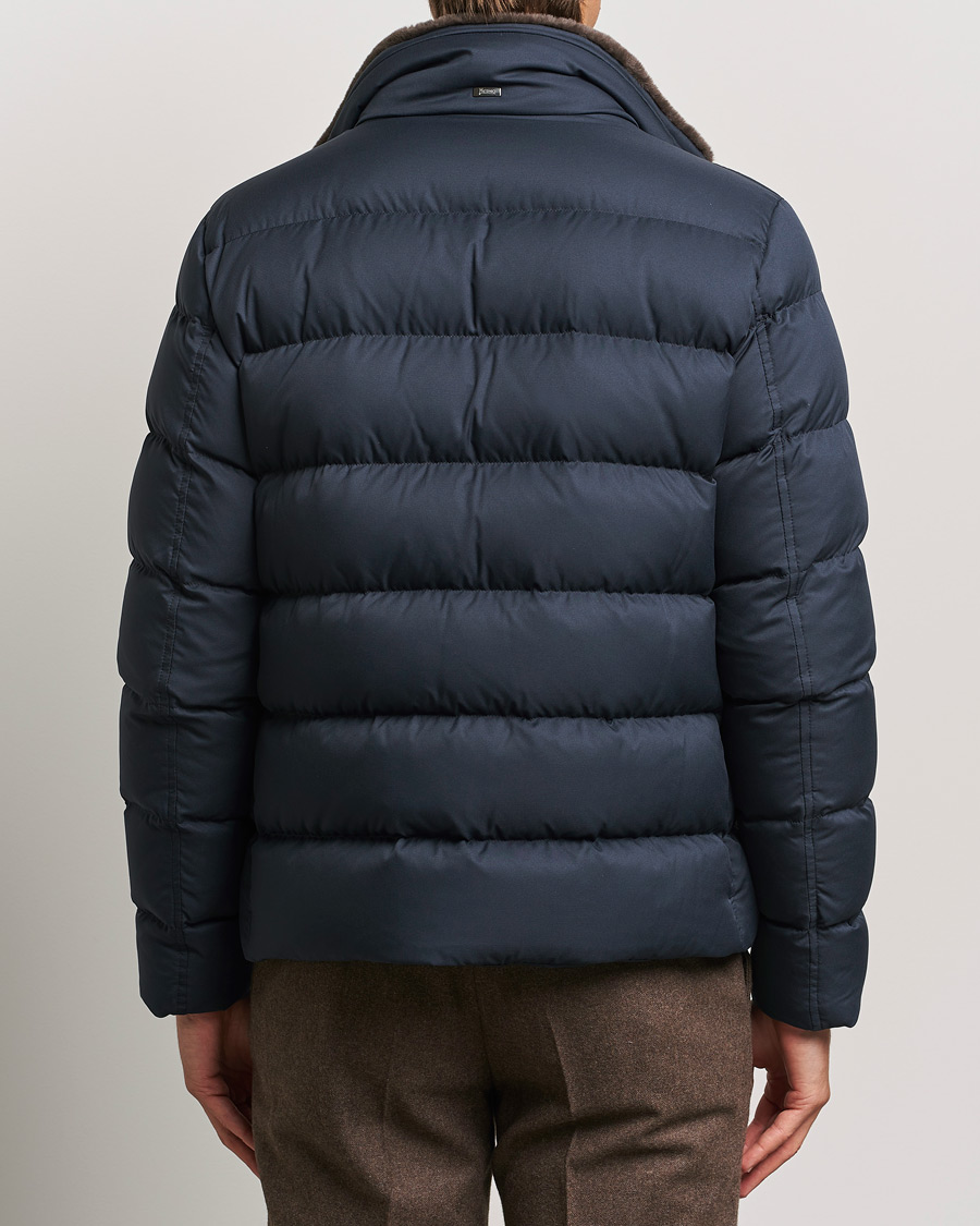 Uomini | Giacche | Herno | Faux Fur Down Jacket Navy