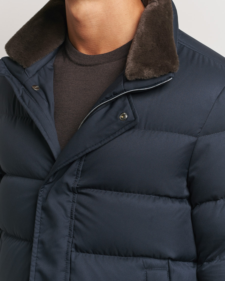 Uomini | Giacche | Herno | Faux Fur Down Jacket Navy
