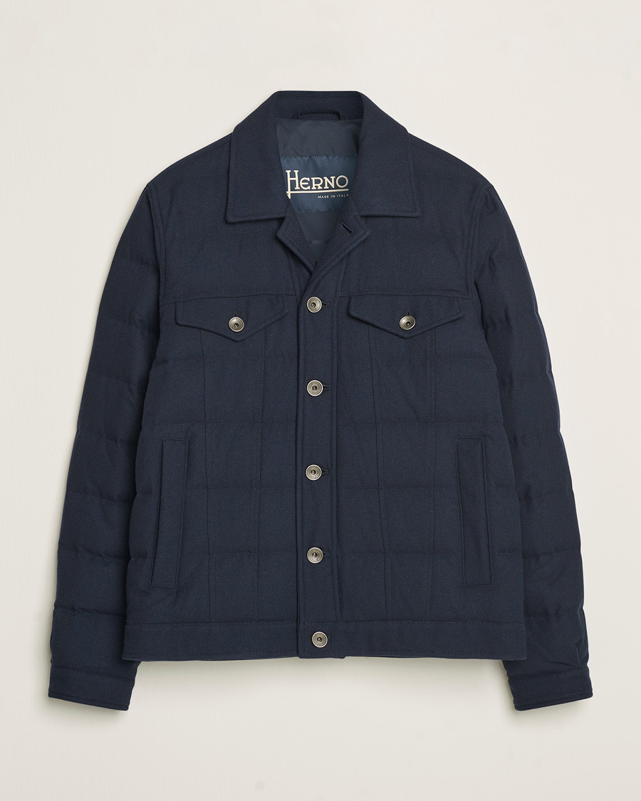 Uomini | Giacche | Herno | Cashmere Down Biker Jacket Navy