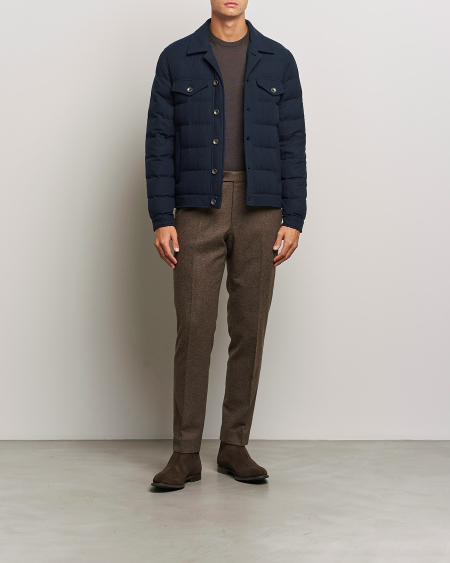 Uomini | Giacche | Herno | Cashmere Down Biker Jacket Navy