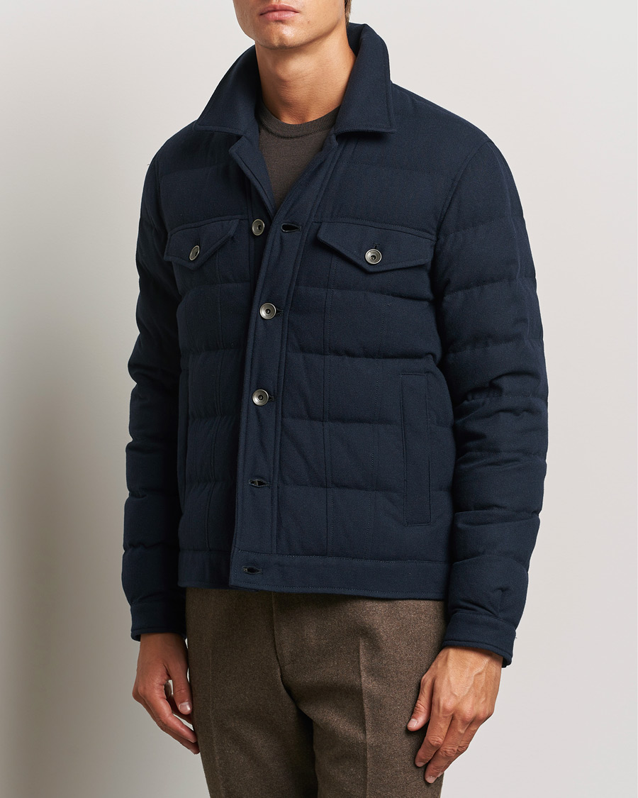 Uomini | Giacche formali | Herno | Cashmere Down Biker Jacket Navy