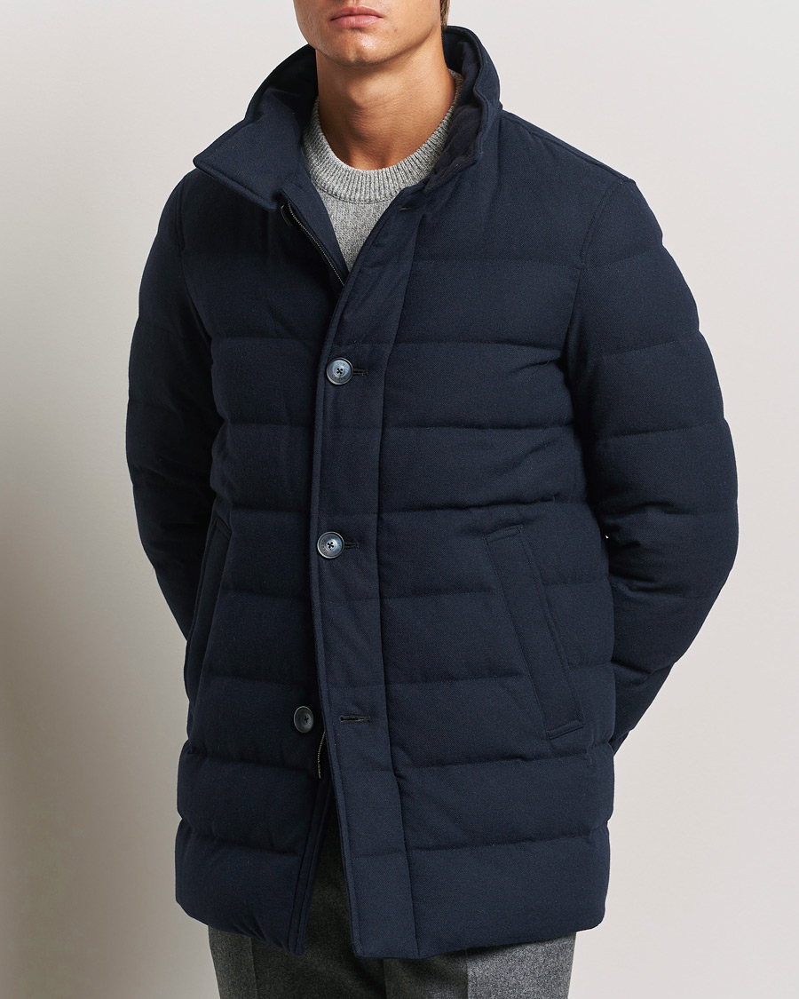 Uomini |  | Herno | Cashmere Flannel Down Coat Navy