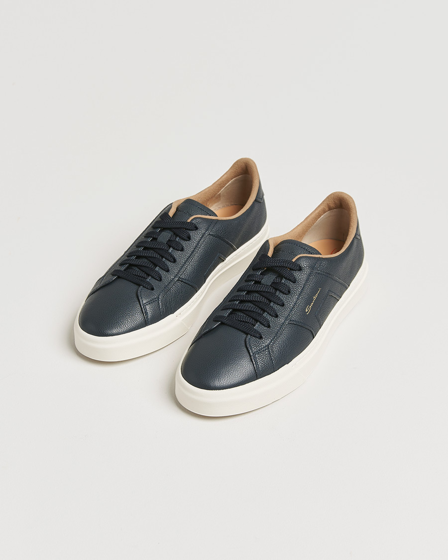 Uomini | Santoni | Santoni | Double Buckle Sneakers Navy Grain