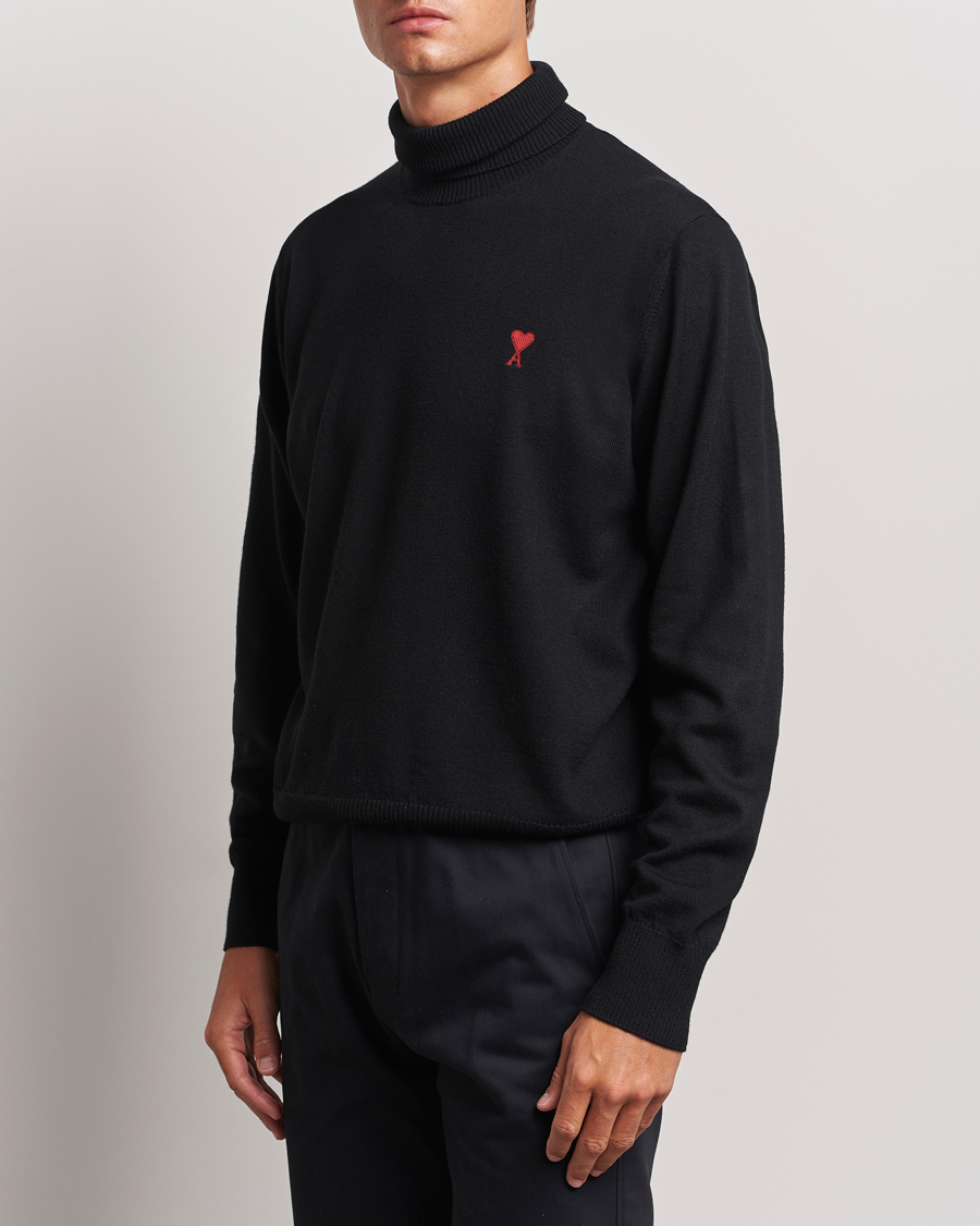 Uomini | Contemporary Creators | AMI | Heart Logo Wool Turtleneck Black