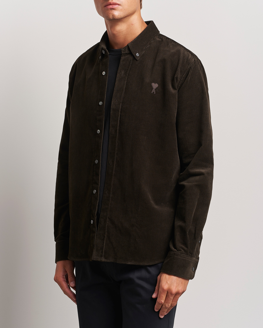 Uomini | Camicie di velluto a coste | AMI | Classic Fit Corduroy Shirt Dark Coffee