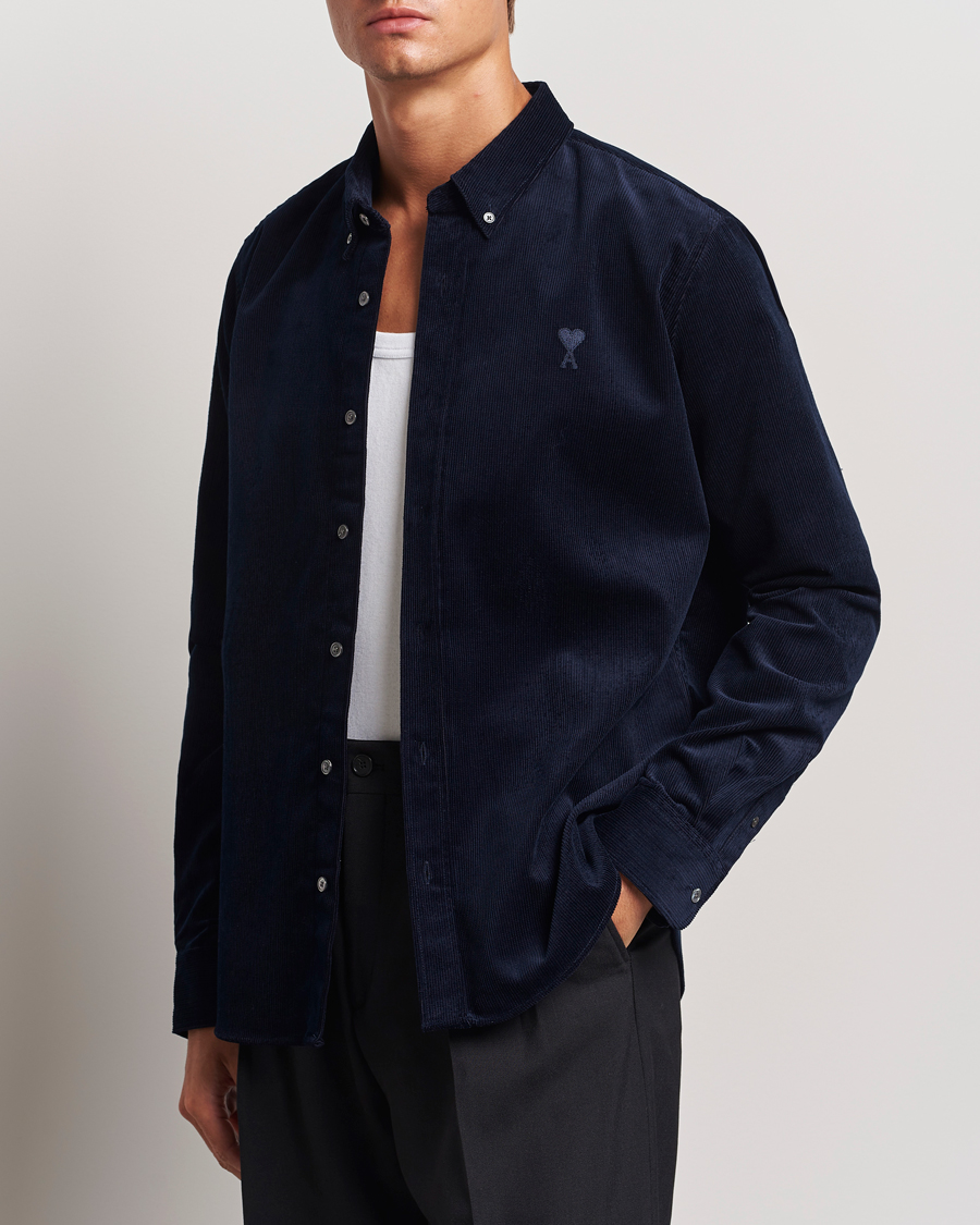 Uomini | AMI | AMI | Classic Fit Corduroy Shirt Navy