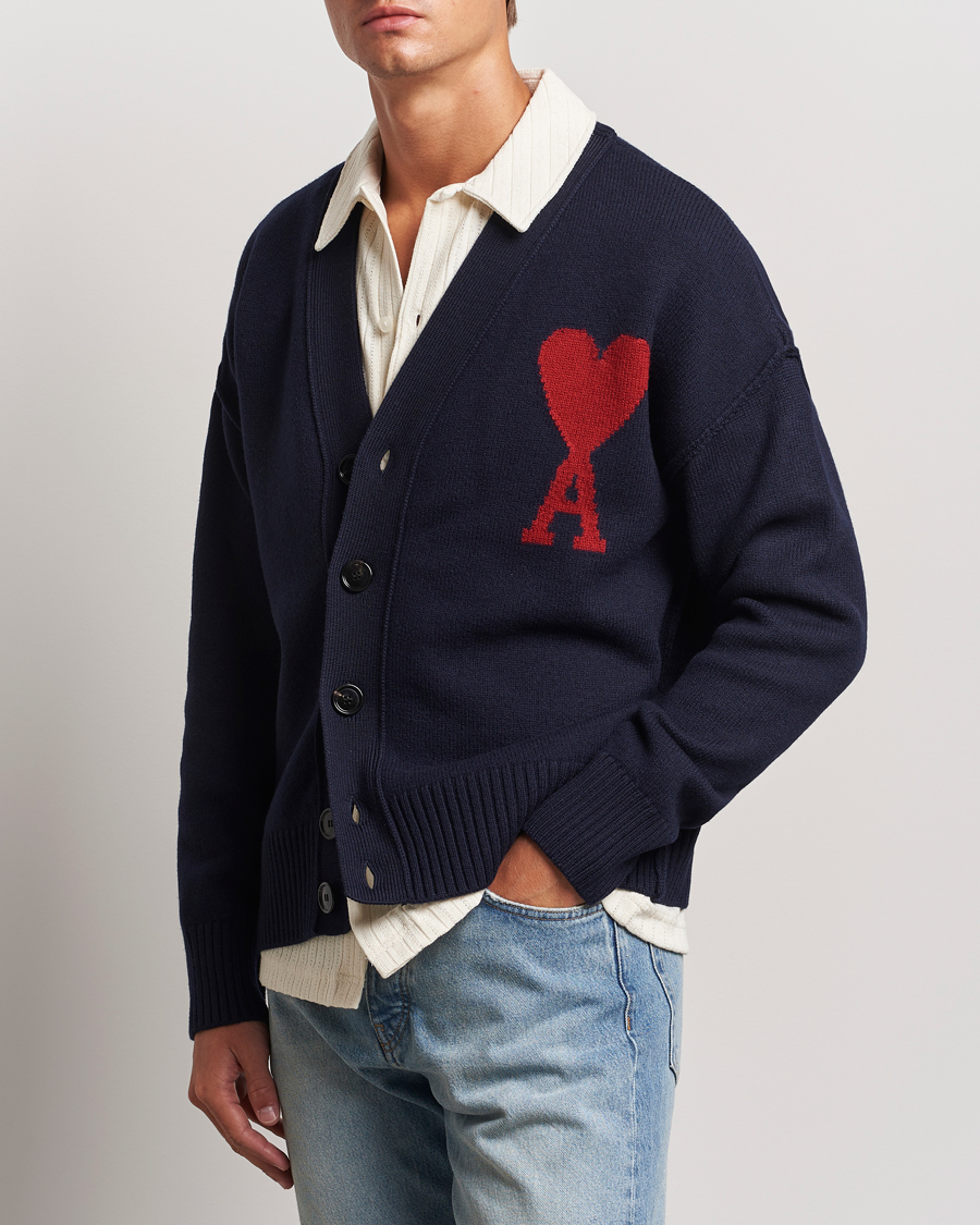 Uomini | Contemporary Creators | AMI | Big Heart Logo Cardigan Navy