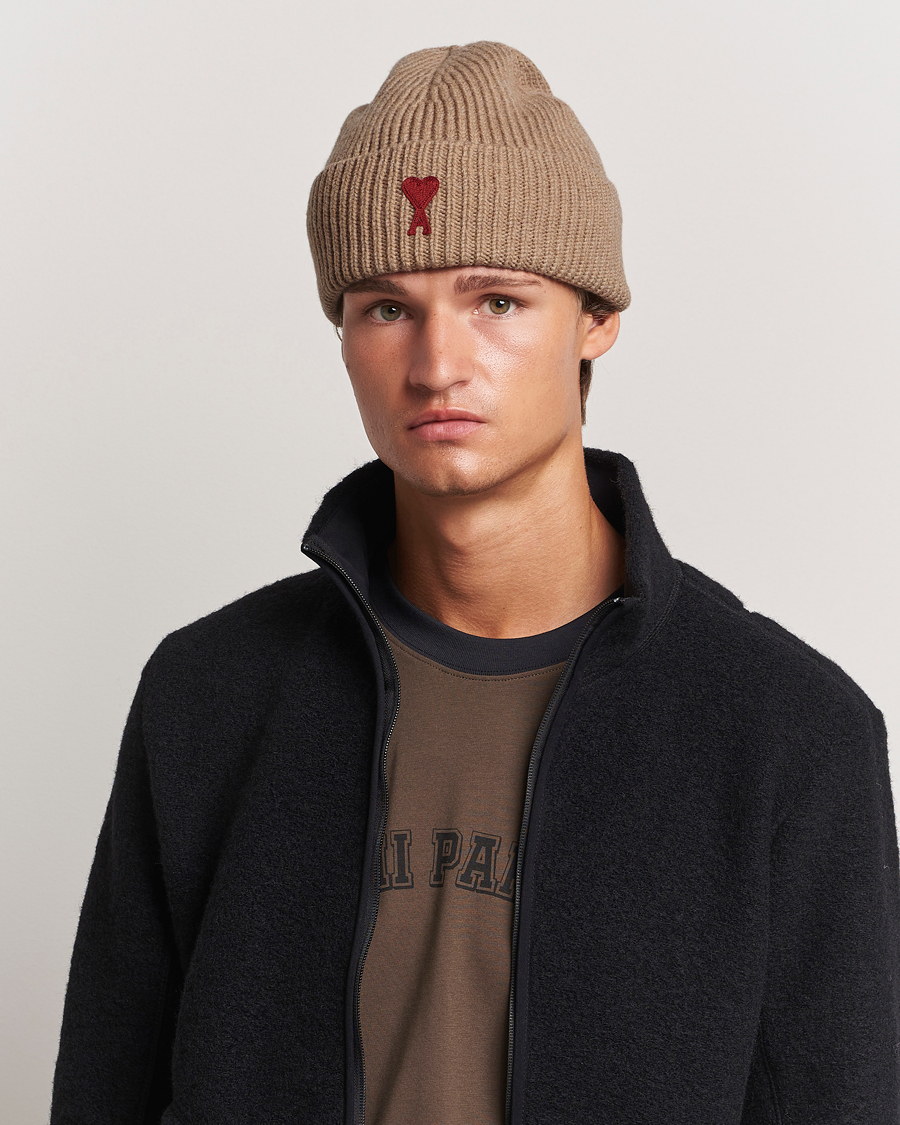 Uomini | AMI | AMI | Heart Logo Beanie Camel