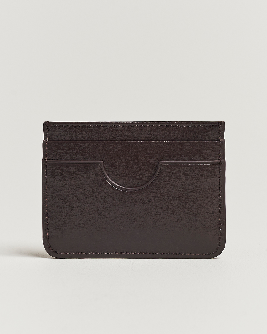 Uomini | Portacarte | AMI | Tonal Logo Leather Cardholder Dark Coffee