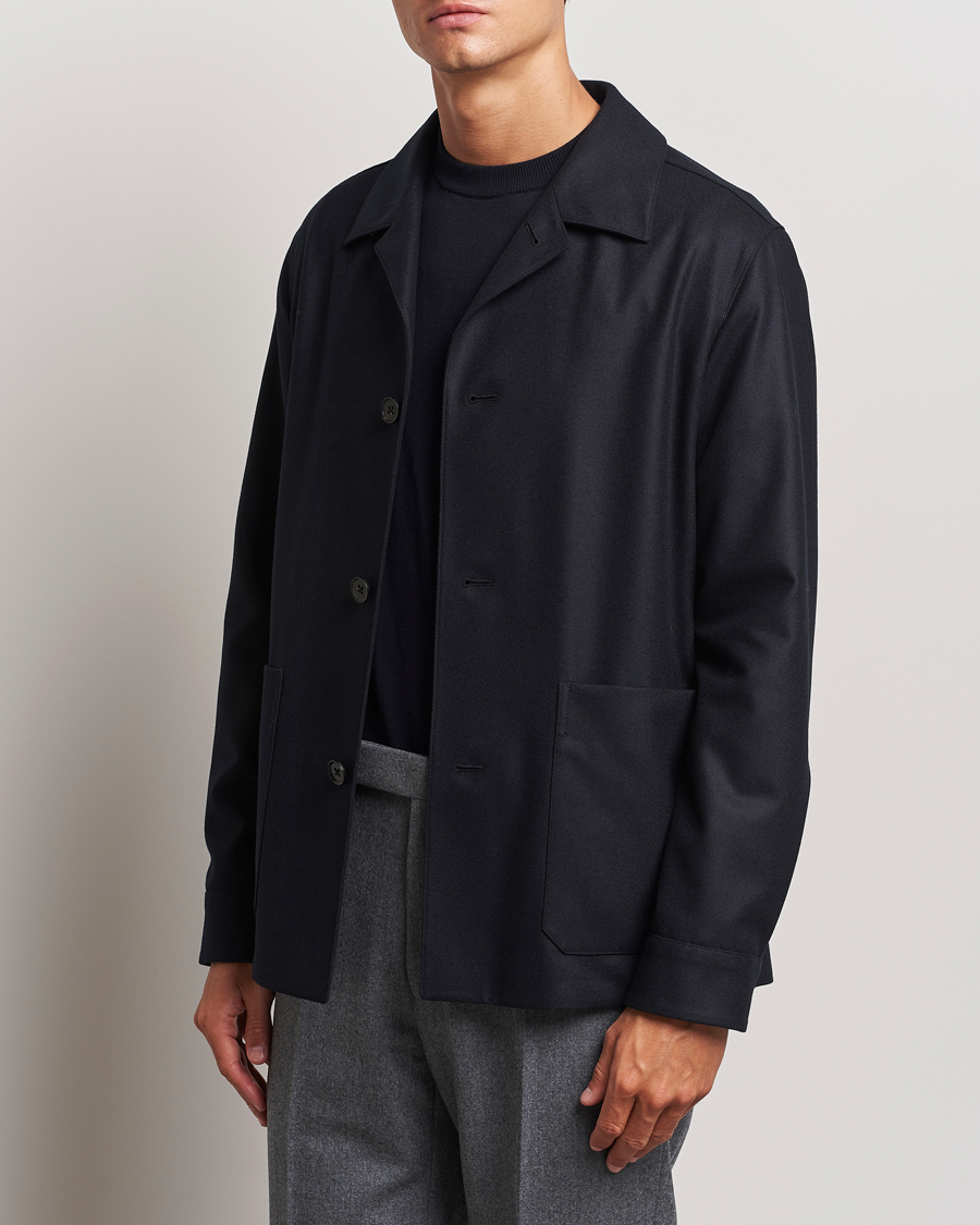 Uomini | Zegna | Zegna | Flannel Chore Jacket Black