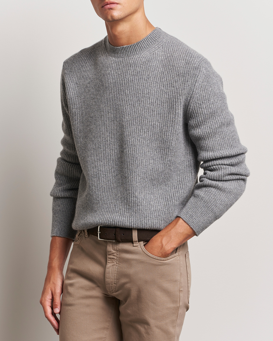 Uomini | Maglioni di cashmere | Zegna | Oasi Cashmere Rib Crewneck Grey Melange