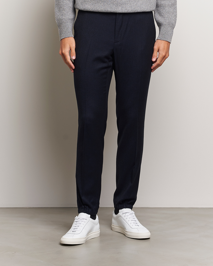 Uomini | Zegna | Zegna | Techmerino Flannel Drawstring Pants Navy