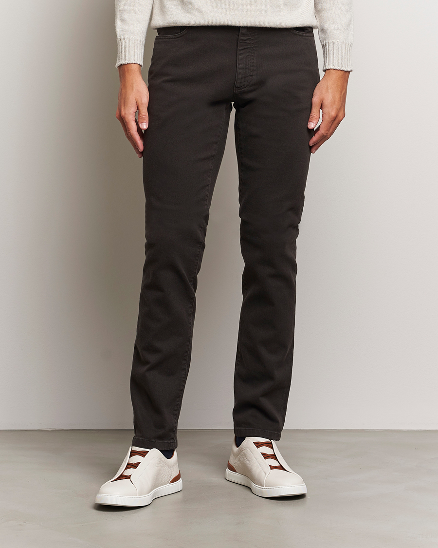 Uomini | Zegna | Zegna | 5-Pocket Comfort Denim Pants Dark Brown