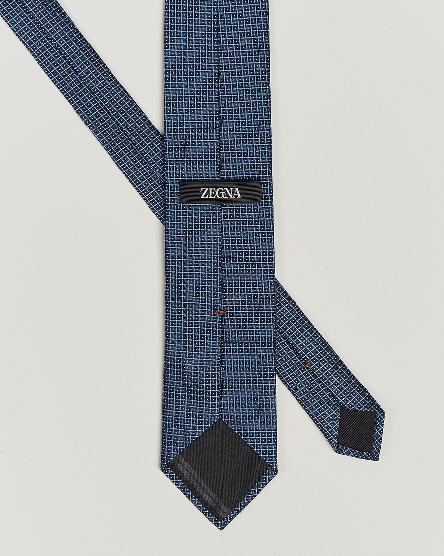 Uomini | Zegna | Zegna | Jacquard Silk Tie Dark Blue